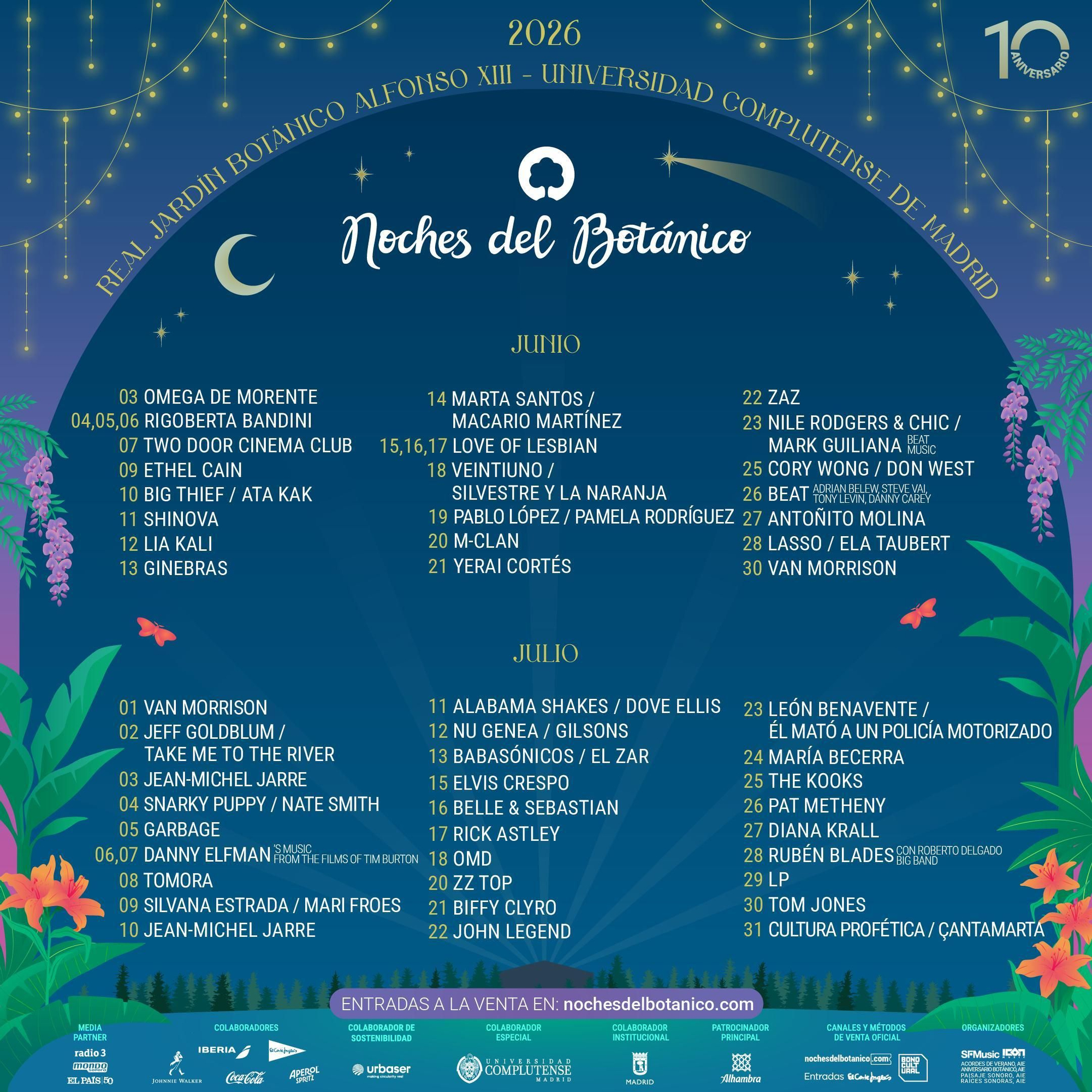 Noches del Botánico celebra su décimo aniversario con grandes nombres en su cartel